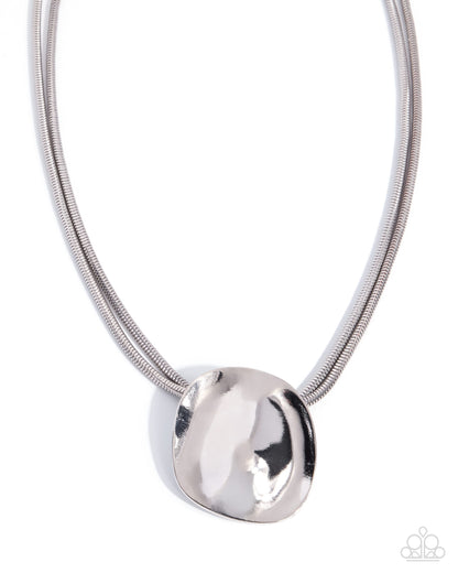 Longitudinal Legacy silver sculpted pendant layered necklace by Paparazzi Accessories