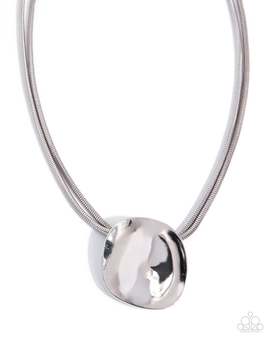 Longitudinal Legacy silver sculpted pendant layered necklace by Paparazzi Accessories