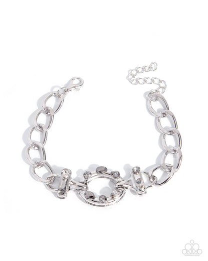 Shimmery Start Silver Rhinestone Link Bracelet by Paparazzi Accessories at Jewelry by Bretta - product photo 1