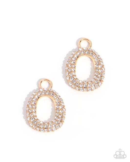 Unbound Elegance Gold Rhinestone Oval Earring Charms - Paparazzi Accessories at Jewelry by Bretta