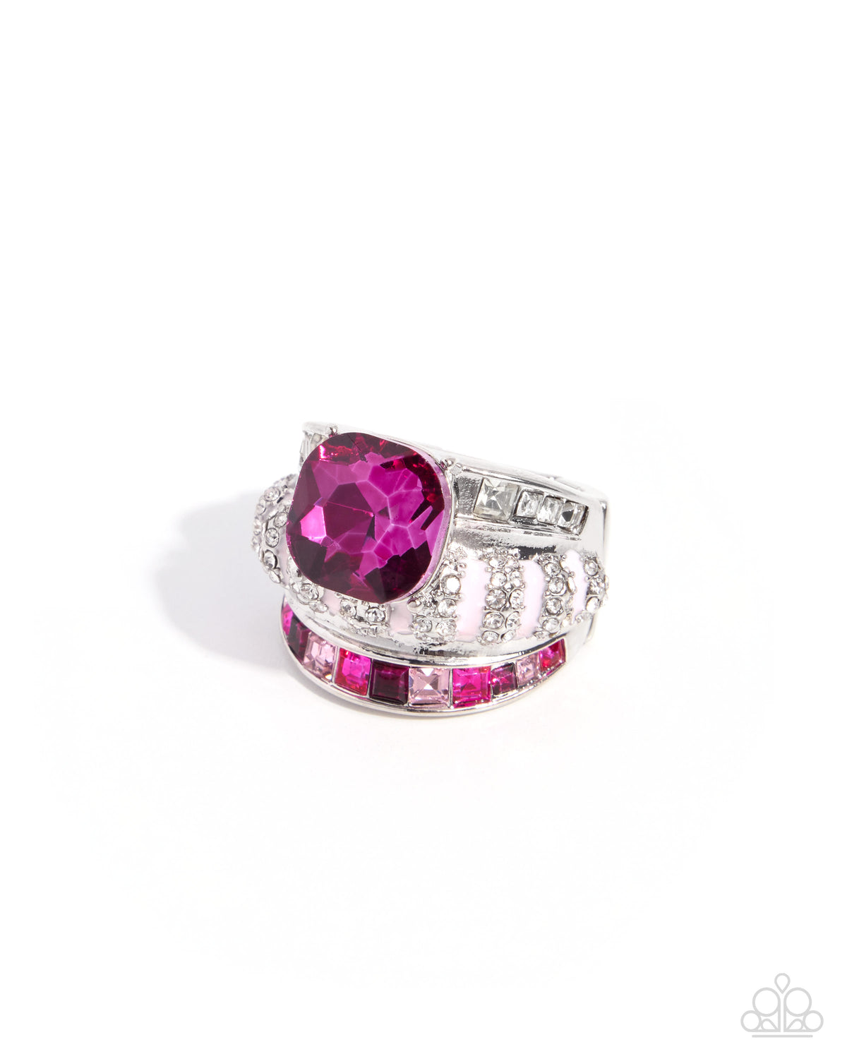 Steady Squares pink rhinestone statement ring by Jewelry by Bretta