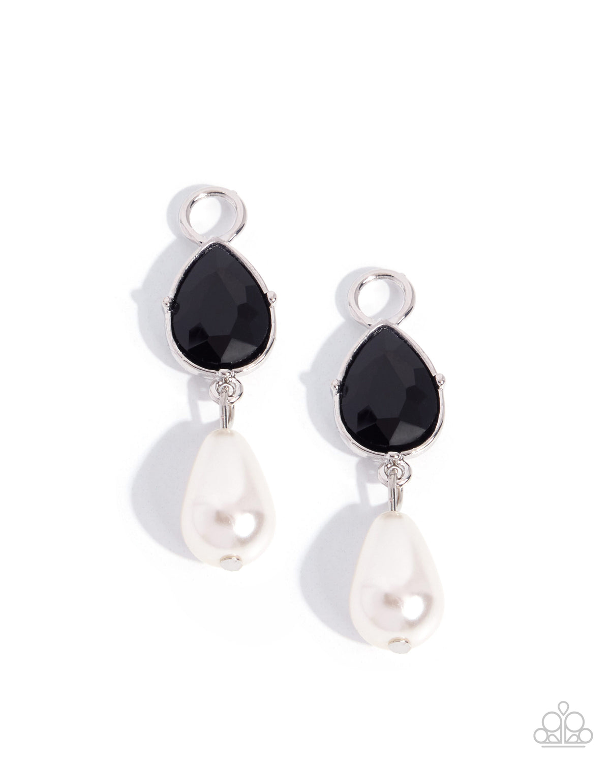 Poised Persuasion black gem and white pearl earring charms