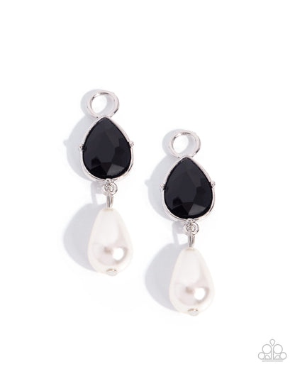 Poised Persuasion black gem and white pearl earring charms