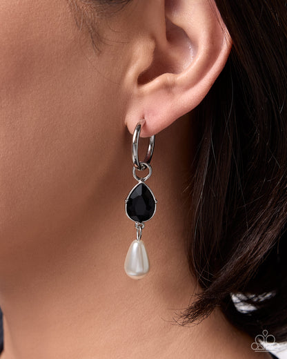 Poised Persuasion teardrop pearl earring charms detail