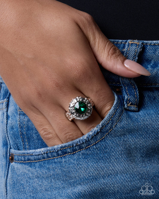 Grandiose Gallery Green Gem Stretch Ring by Paparazzi Accessories