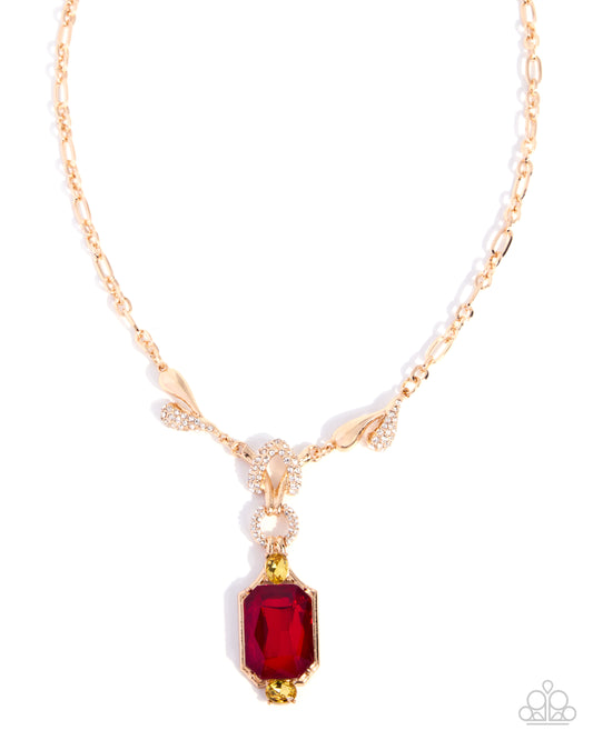 Constant Class Red Gem Gold Necklace