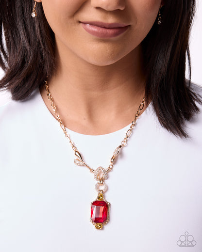 Constant Class Red Gem Gold Necklace
