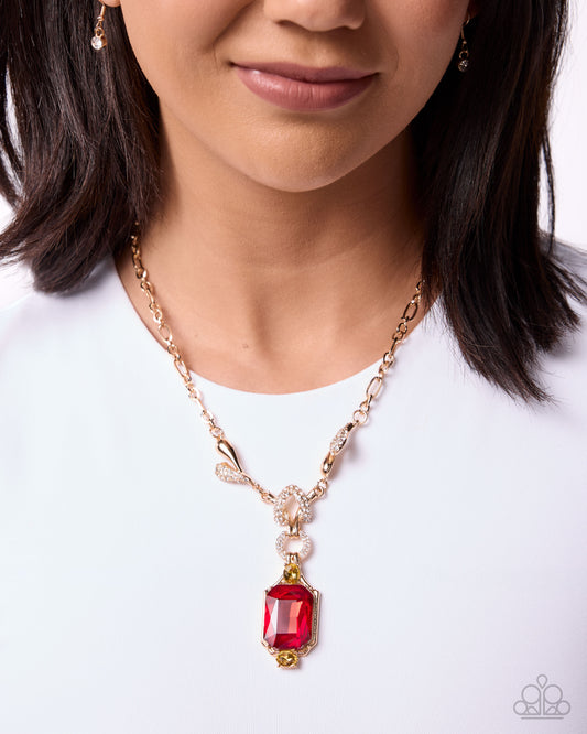 Constant Class Red Gem Gold Necklace
