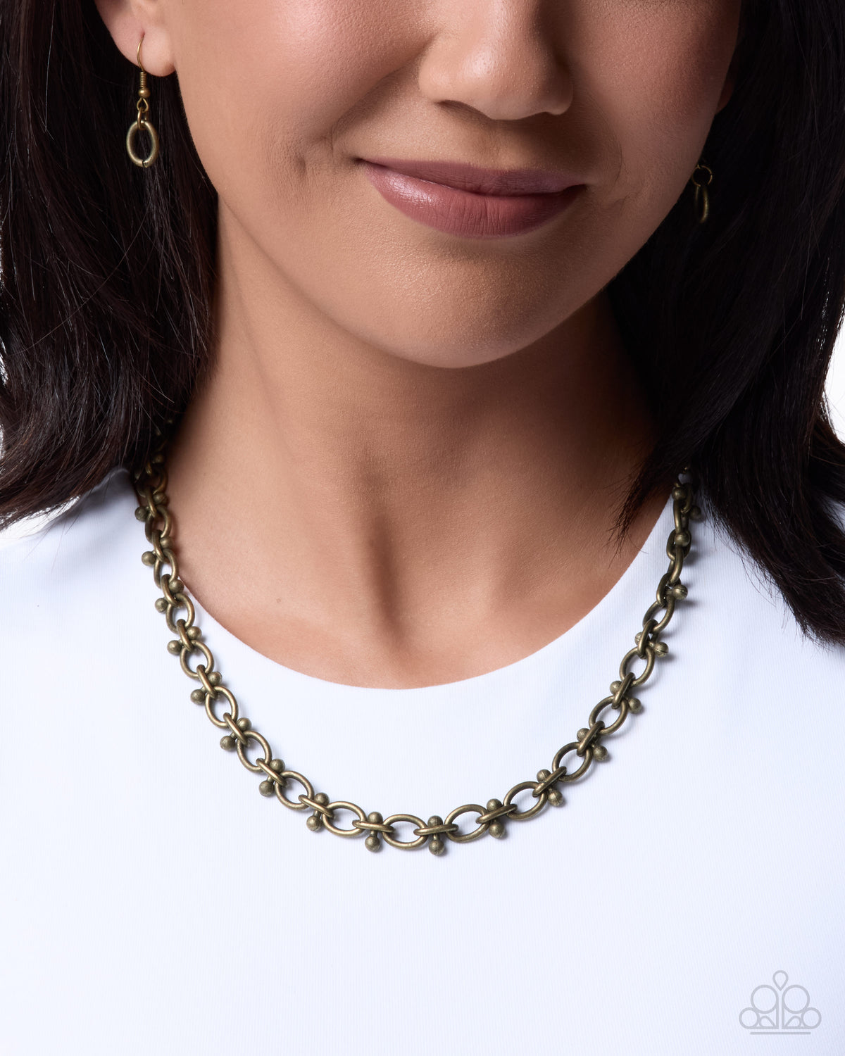 Paparazzi Steady On brass oval-link chain necklace, alternate image 2 | Jewelry by Bretta