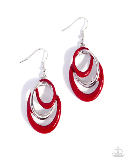 Modular Movement Red Silver Interlocking Hoop Dangle Earrings | Jewelry by Bretta — photo 2