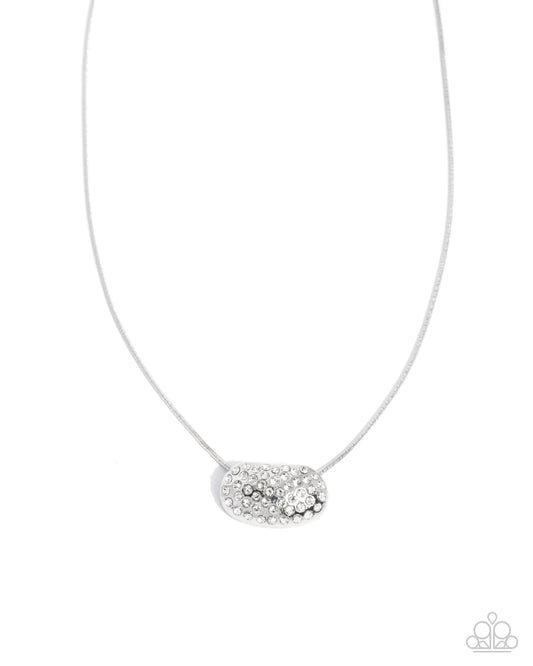 Trendy Tell white rhinestone pendant necklace by Paparazzi Accessories at Jewelry by Bretta - product photo 1