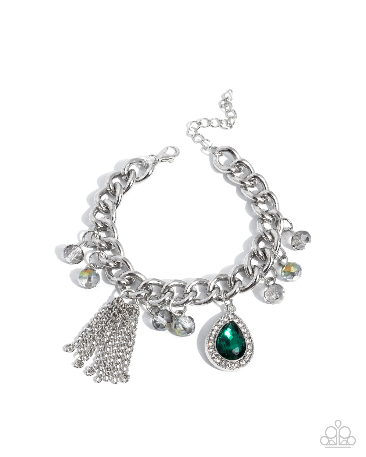Requisite Radiance emerald green tassel bracelet in Emerald Elegance necklace and bracelet $16 set at Jewelry by Bretta