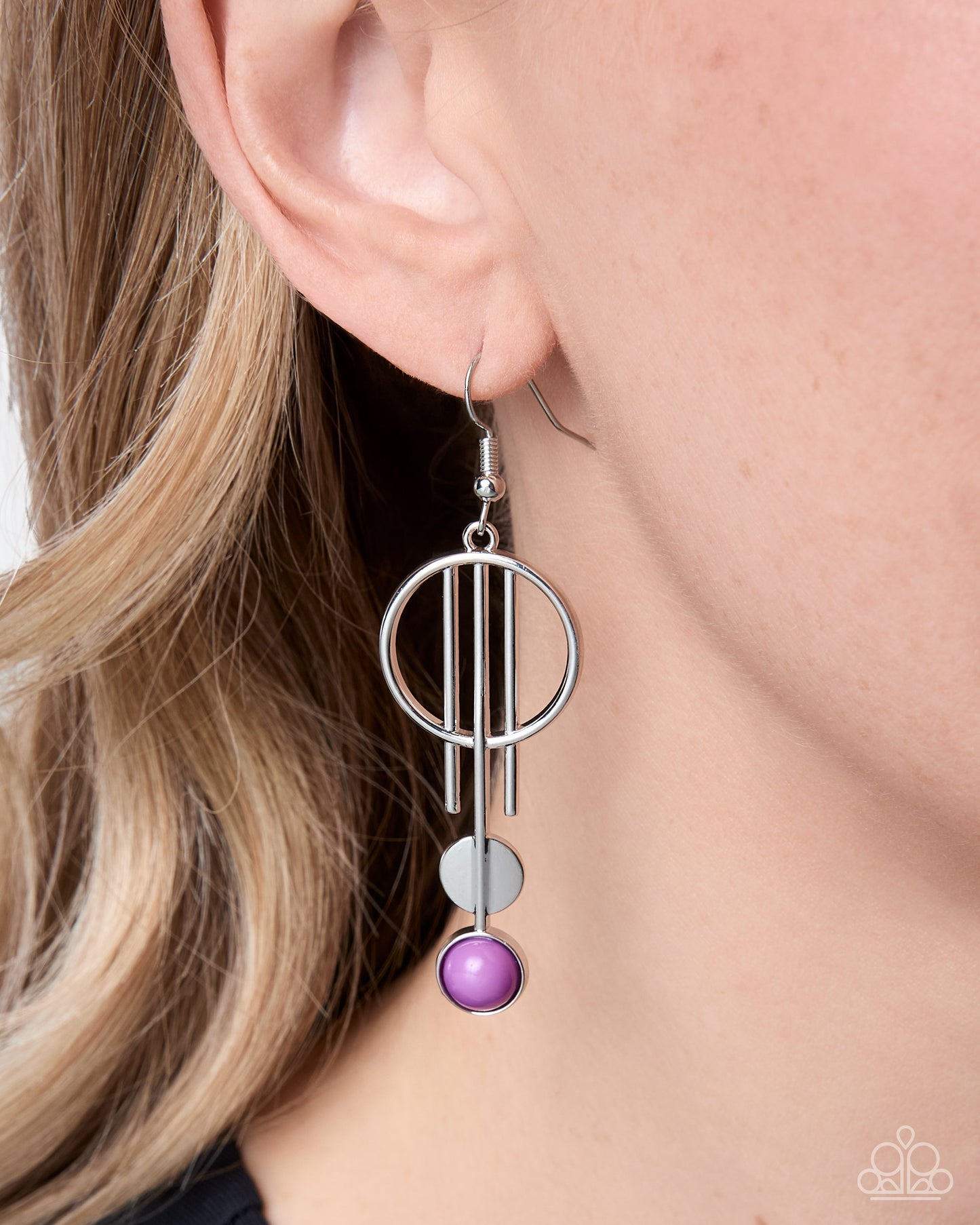 Close-up of Artistic Attitude purple bead fishhook earrings