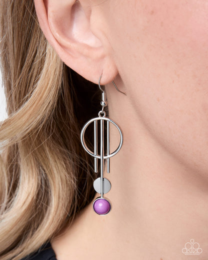 Close-up of Artistic Attitude purple bead fishhook earrings
