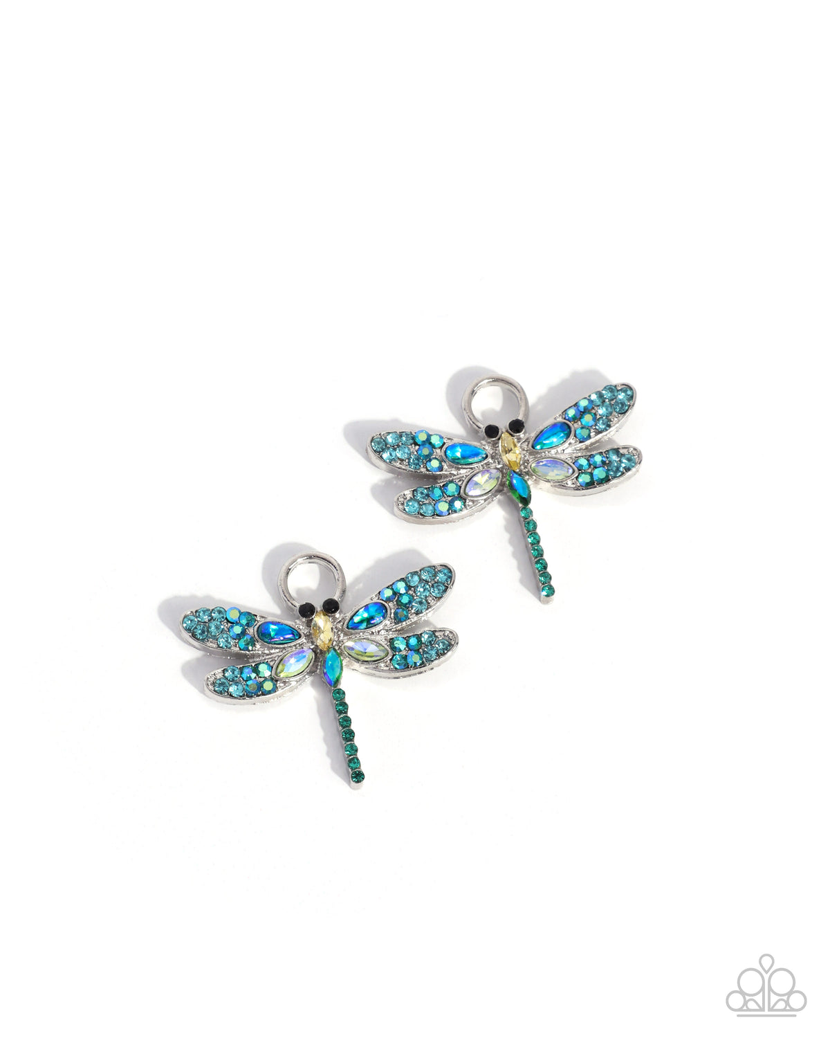 Dragonfly Date blue iridescent earring charms