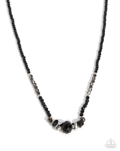 Paparazzi Mesmerizing Memorization black stone and silver bead necklace with matching earrings | Jewelry by Bretta