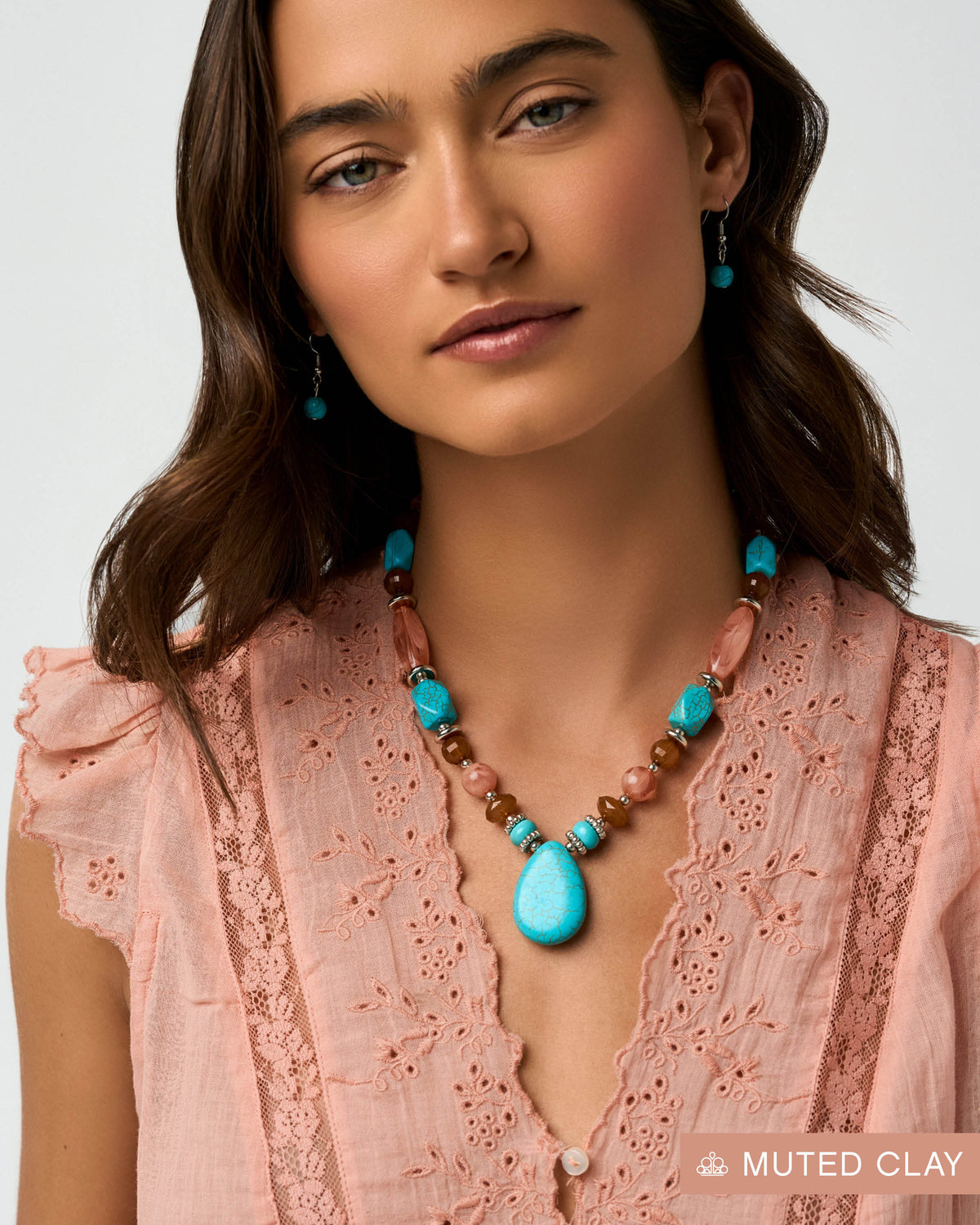 Stony Suite Blue Turquoise Teardrop Statement Necklace | Jewelry by Bretta — photo 1