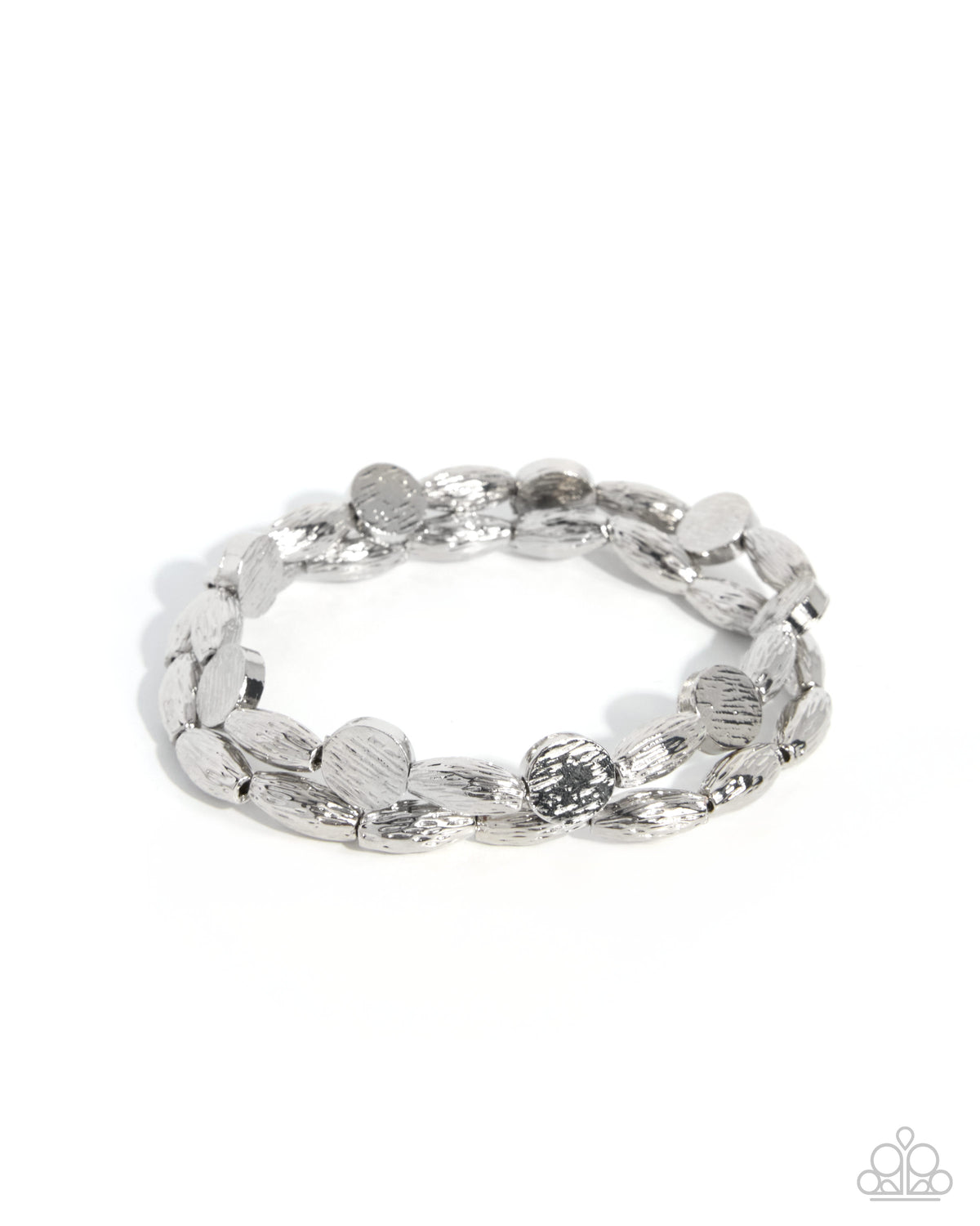 Textured Talk Silver Stretch Bracelet Duo by Paparazzi Accessories