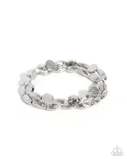 Textured Talk Silver Stretch Bracelet Duo by Paparazzi Accessories