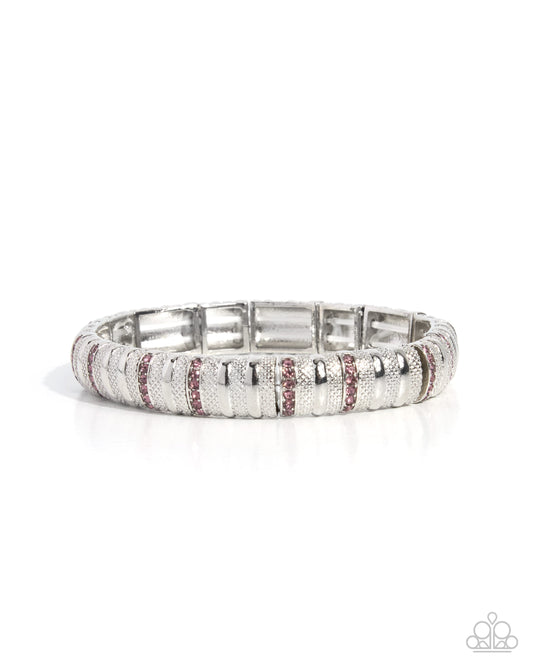 Polished Prize Purple Rhinestone Silver Stretch Bracelet by Paparazzi Accessories at Jewelry by Bretta