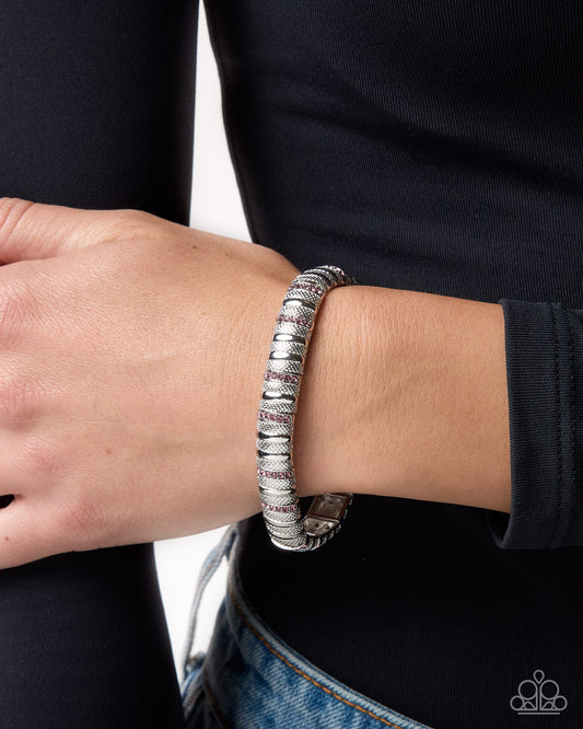 Polished Prize Purple Rhinestone Silver Stretch Bracelet — alternate product view by Paparazzi Accessories at Jewelry by Bretta