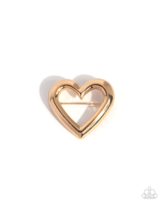 Loveable Luxury Gold Heart Brooch - Paparazzi Accessories at Jewelry by Bretta