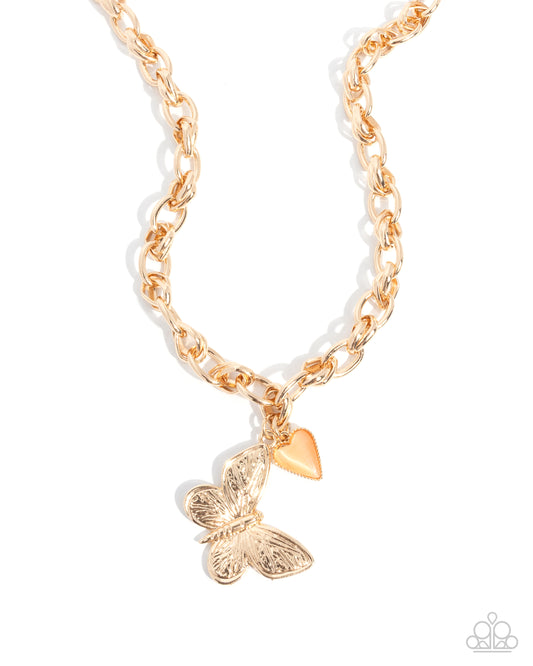 Budget Butterfly - Orange Butterfly Heart Necklace | Jewelry by Bretta