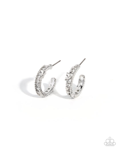 Elegant Energy - White Heart Hoop Earrings by Paparazzi Accessories - Jewelry by Bretta - photo 1