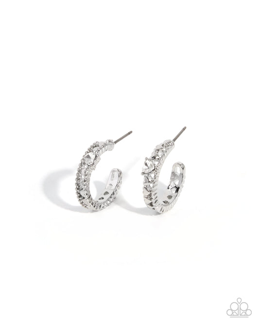 Elegant Energy - White Heart Hoop Earrings by Paparazzi Accessories - Jewelry by Bretta - photo 1