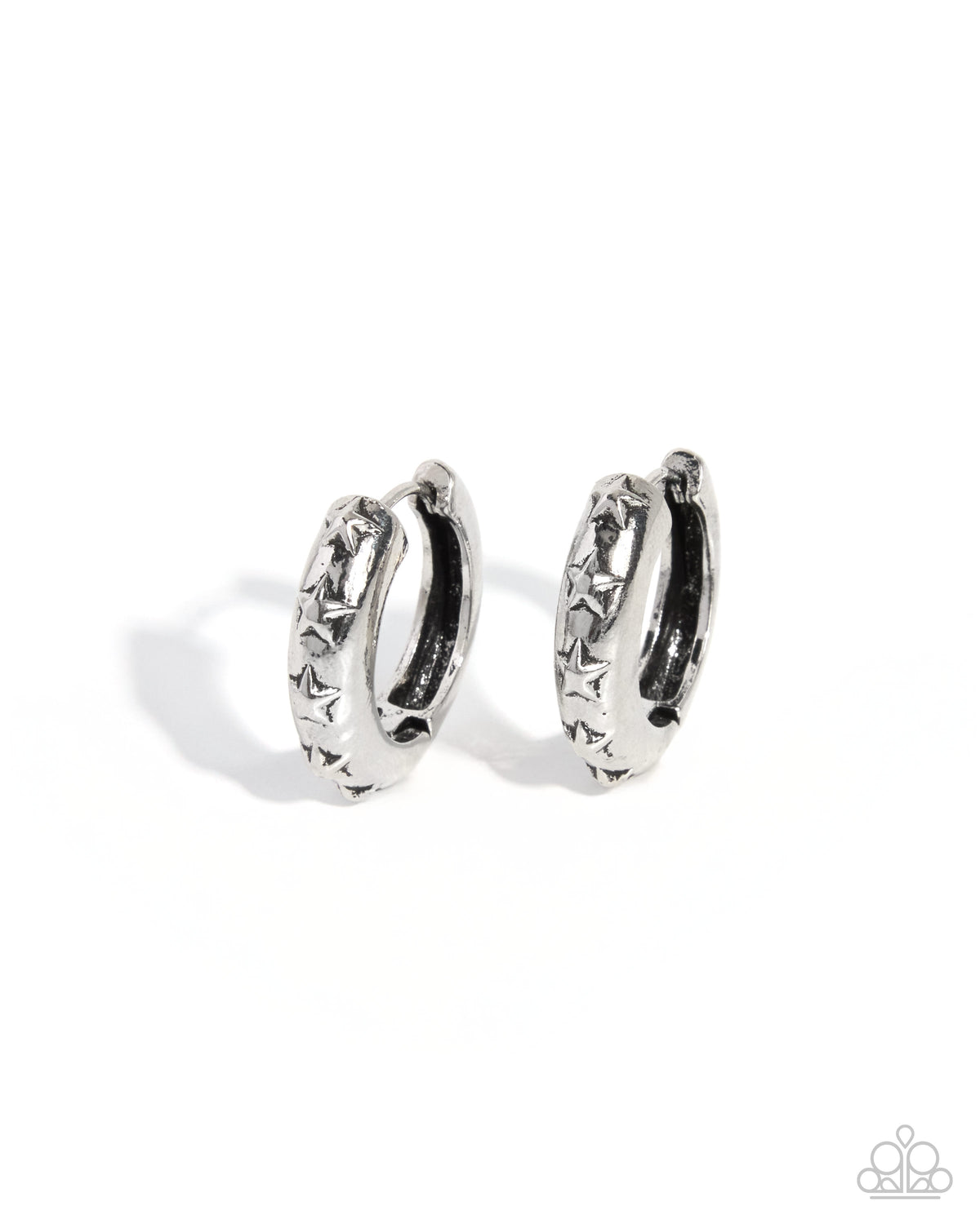 Cosmic Confidence Silver Star Hoop Earrings by Paparazzi Accessories