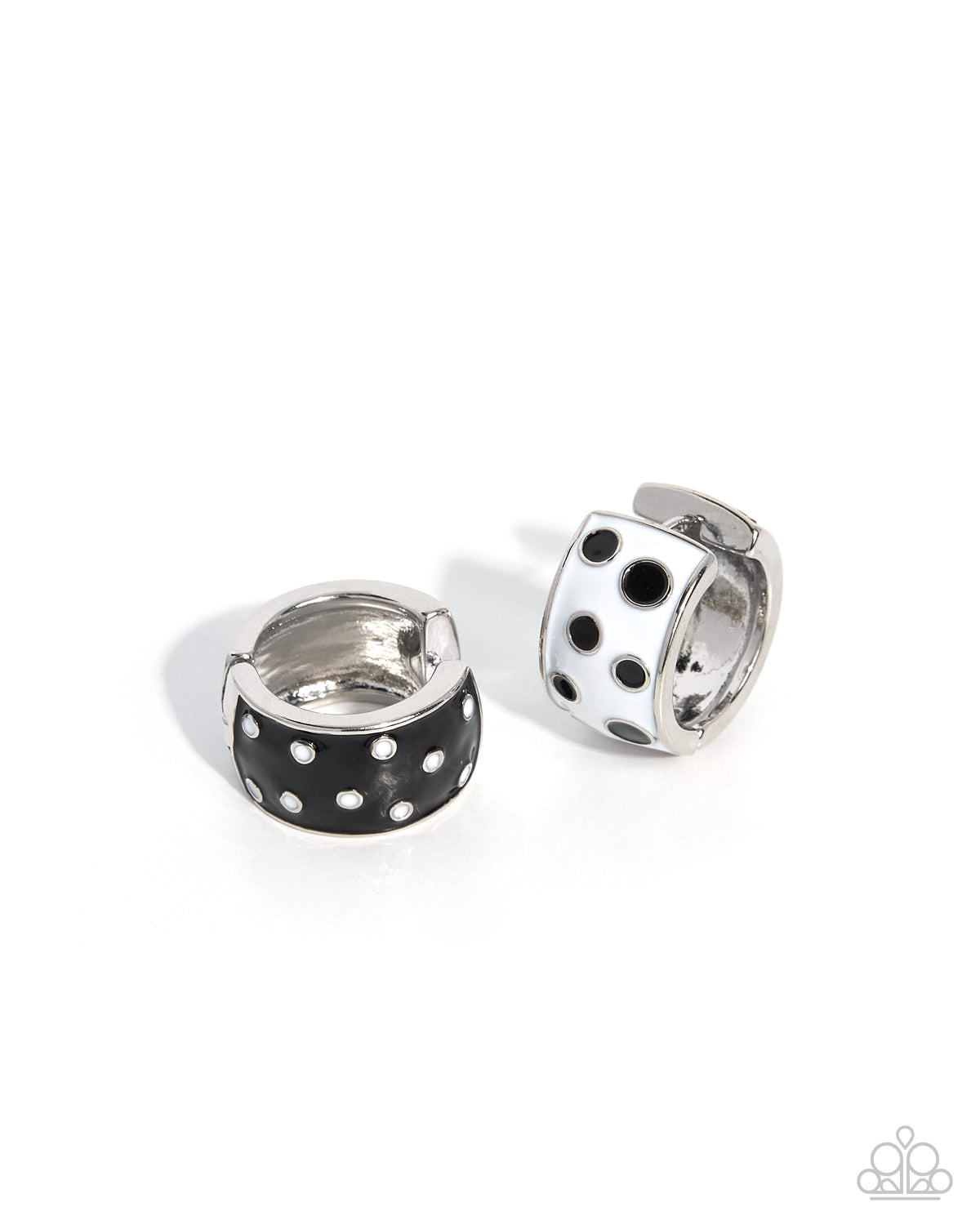 Retro Reward Black & White Polka Dot Hoop Earrings by Paparazzi Accessories