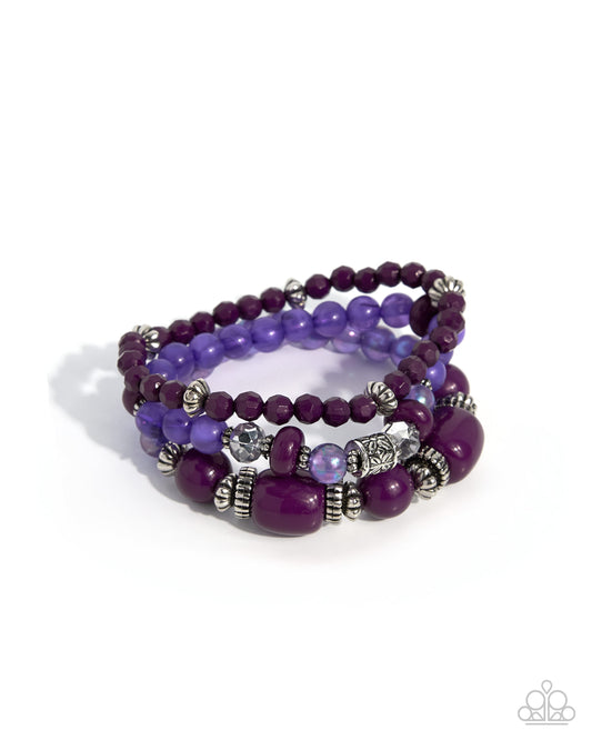 Sunset Soundtrack Purple Beaded Stretch Bracelet Trio by Paparazzi Accessories