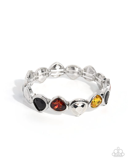 Sunset Squeeze Multi Pear Gem Silver Stretch Bracelet by Paparazzi Accessories at Jewelry by Bretta