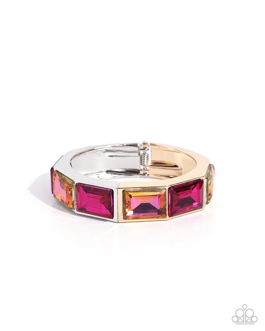 Less Talk, More Shimmer Pink Gem Hinged Bracelet by Paparazzi Accessories