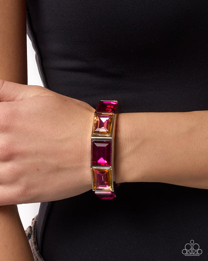 Less Talk, More Shimmer Pink Gem Hinged Bracelet by Paparazzi Accessories