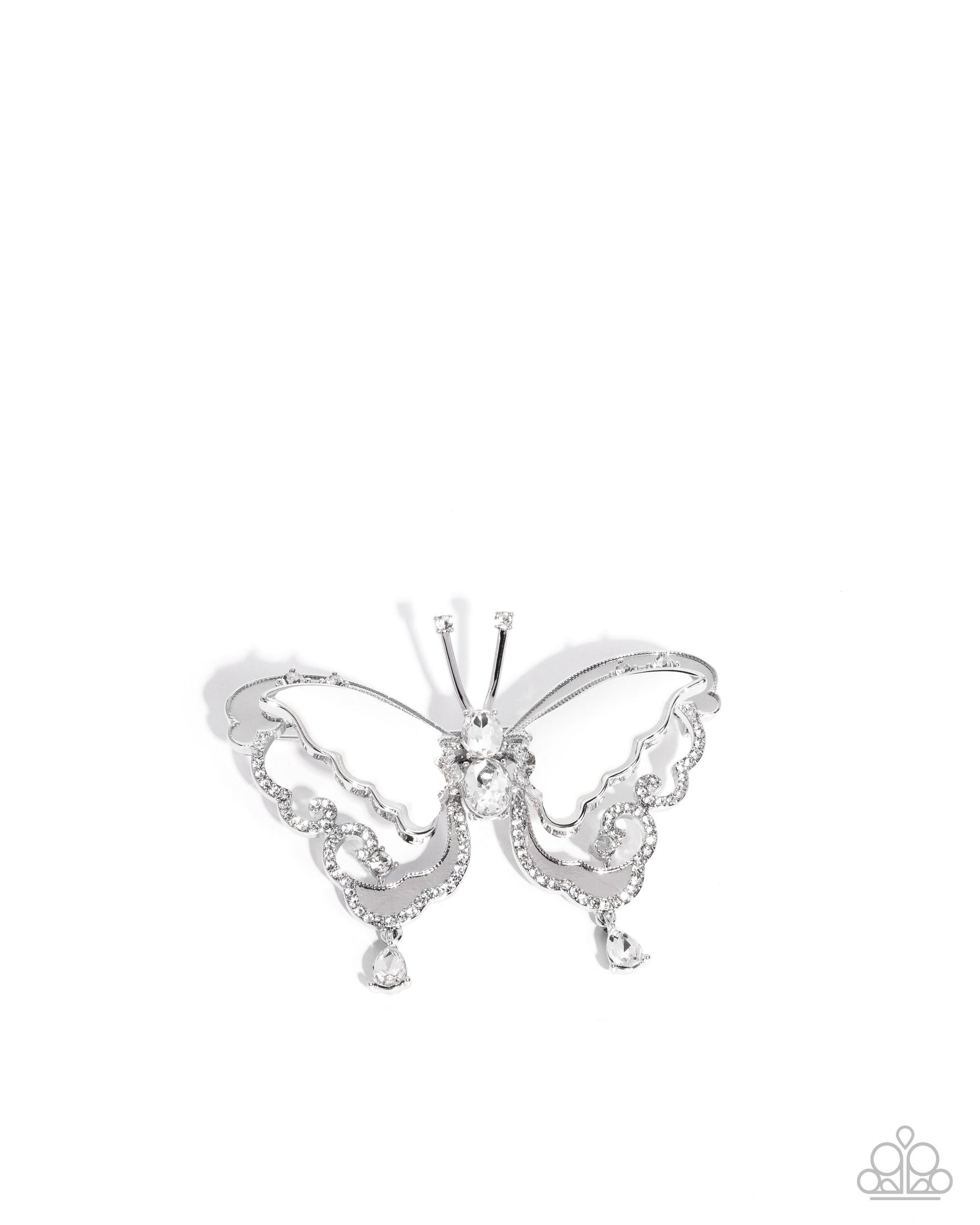 Articulate Aerial  White Butterfly Brooch - Jewelry by Bretta