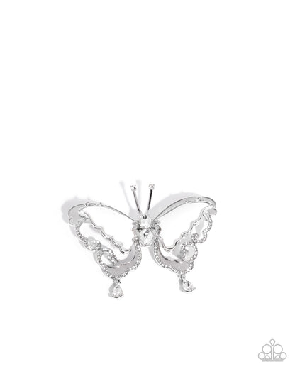 Articulate Aerial  White Butterfly Brooch - Jewelry by Bretta