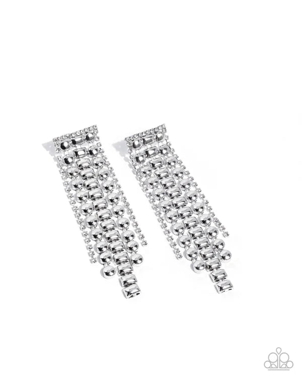 Pair of earrings with colorful heart pattern on a white background