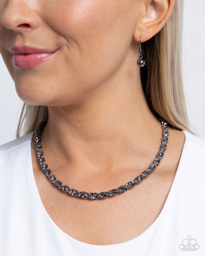 Edgy Etching Black Necklace - Jewelry by Bretta