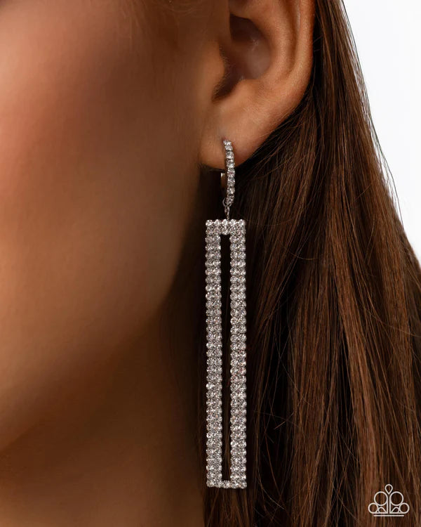Elongated Ease White Earrings