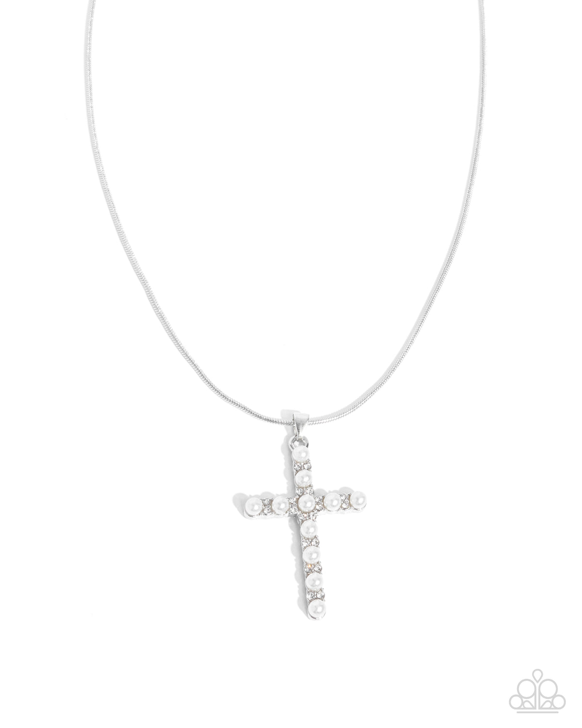 Holy Harmony White Necklace & Graceful Gaze White Hoops 2-Piece Set | Jewelry by Bretta