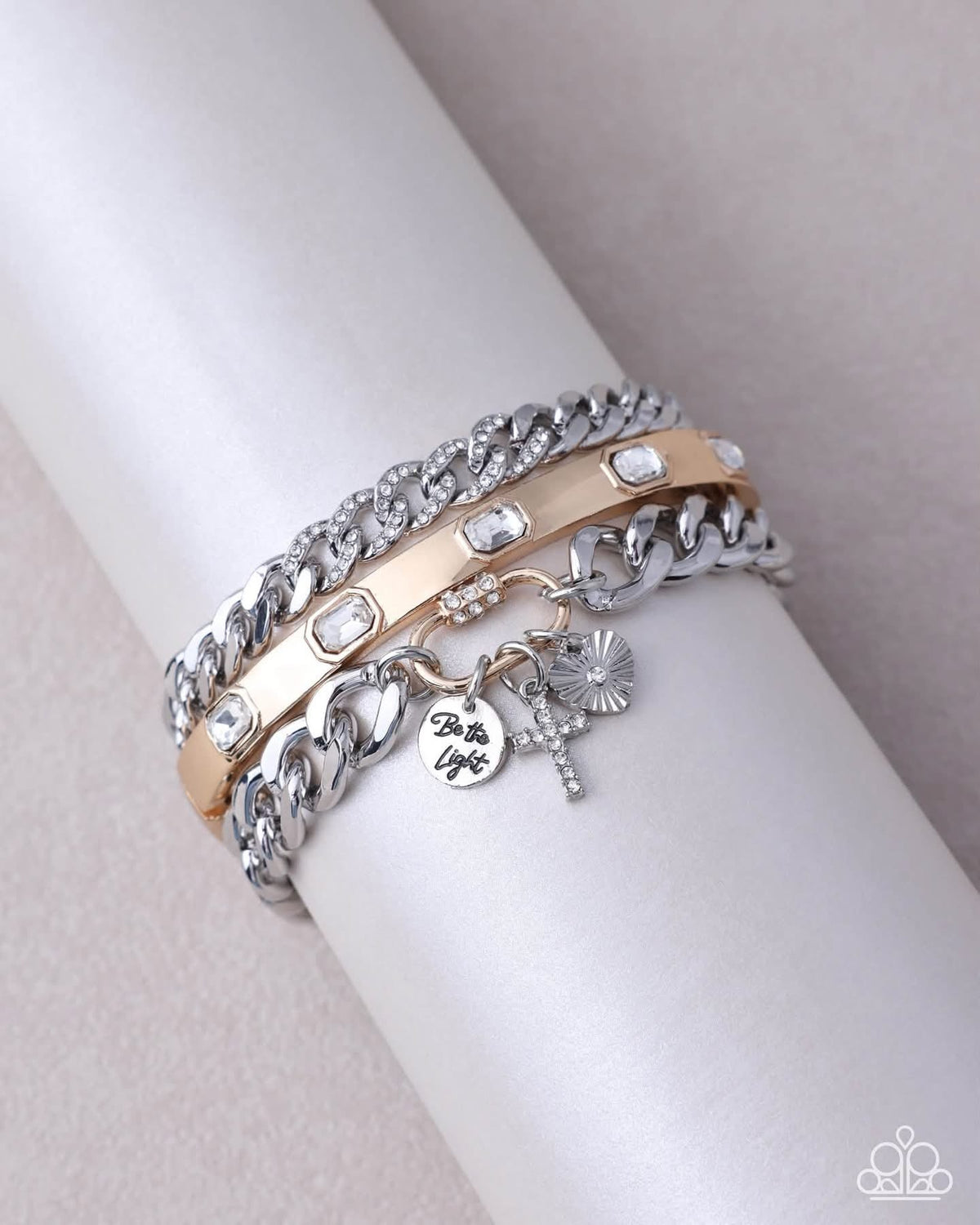 Alternate view of Linked by Light Multi mixed-metal charm bracelet set – Jewelry by Bretta