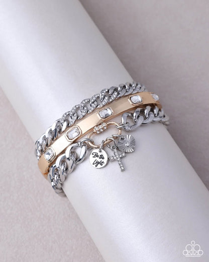 Alternate view of Linked by Light Multi mixed-metal charm bracelet set – Jewelry by Bretta