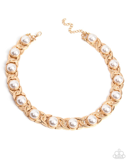 Poised Parade gold and pearl statement necklace Life of the Party exclusive