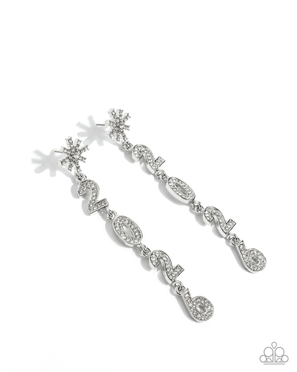 Pair of silver earrings with intricate designs on a white background