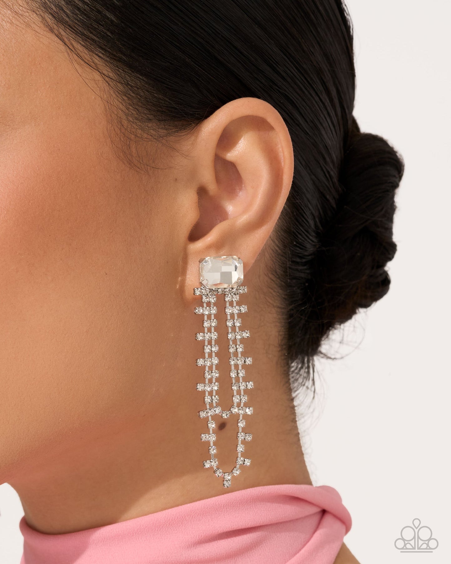 Balanced Birthright white Paparazzi post earrings