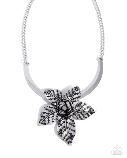 Botanical Broadcast oversized leaf-stamped silver flower detail