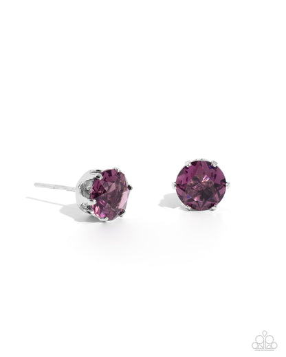 Breathtaking Birthstone Purple amethyst rhinestone post earrings by Paparazzi Accessories