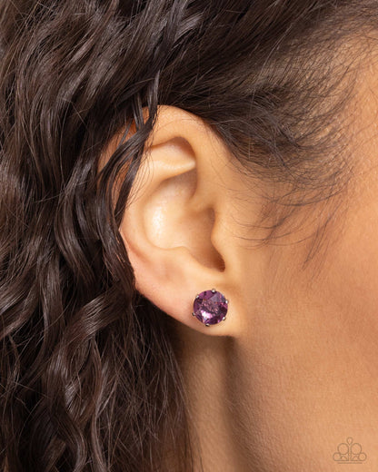 Breathtaking Birthstone Purple earrings on Paparazzi display card