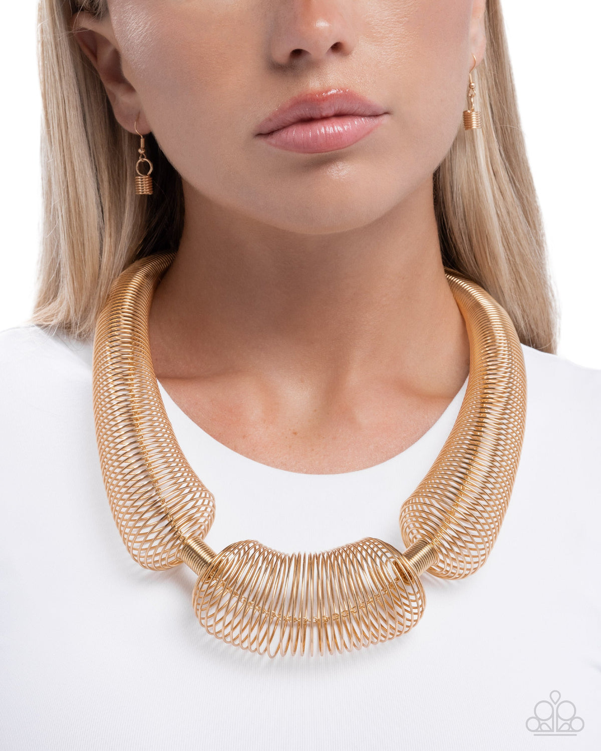 Carefree Coils gold layered wire statement necklace